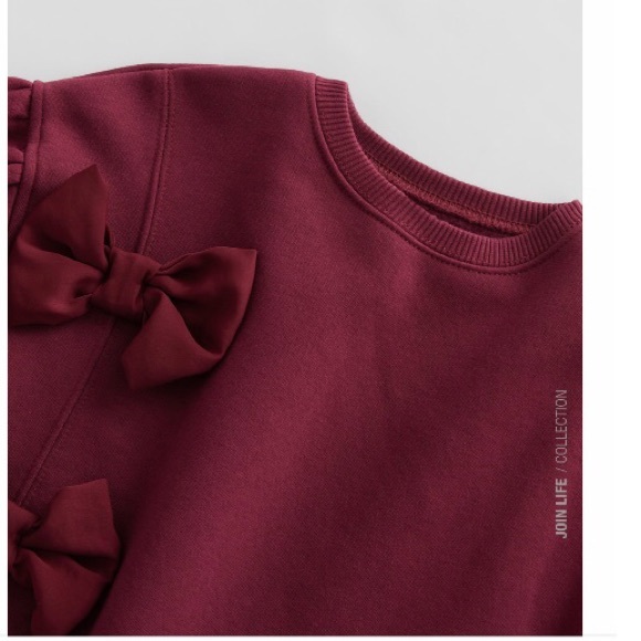 Burgundy bow sweater shirt - Picture 3 of 6